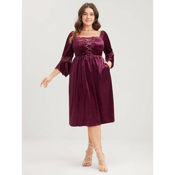 BloomChic Dresses & Skirts - Bloomchic Halloween Velvet Bell Sleeve Dress